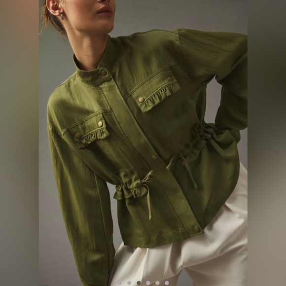 By Anthropologie Oversized Utility Jacket in Moss - Picture 3 of 7